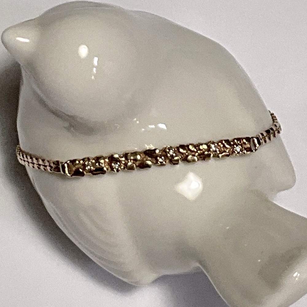 14K Gold Diamond Bracelet with Cobblestone Design